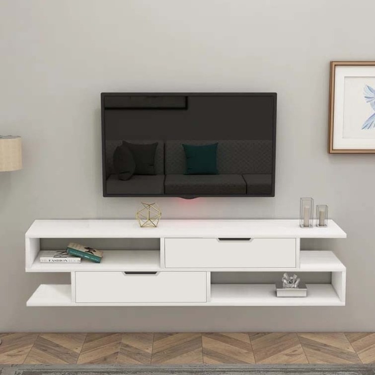 Minimalist Design Modern Style Wall Mounted Floating Wooden TV Stand for TVs up to 55