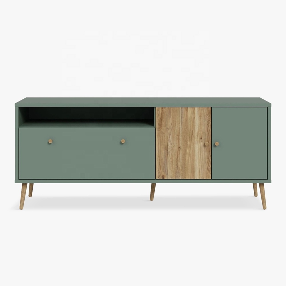 American style tv cabinet 2024 new fashion tv stand storage cabinet wood display green tv stand