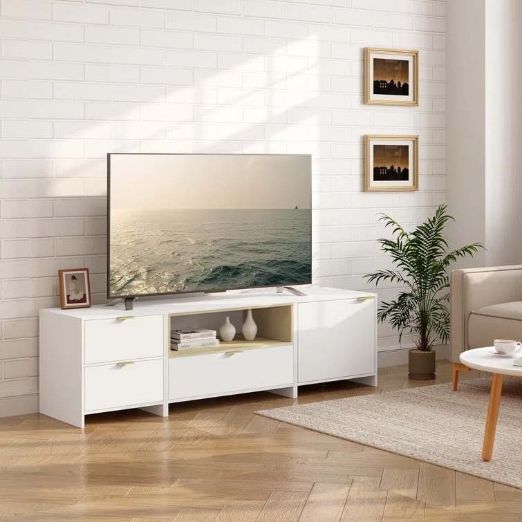 Separable Design Scandinavian Style Modern Wooden 3-in-1 TV Cabinet for TVs up to 70