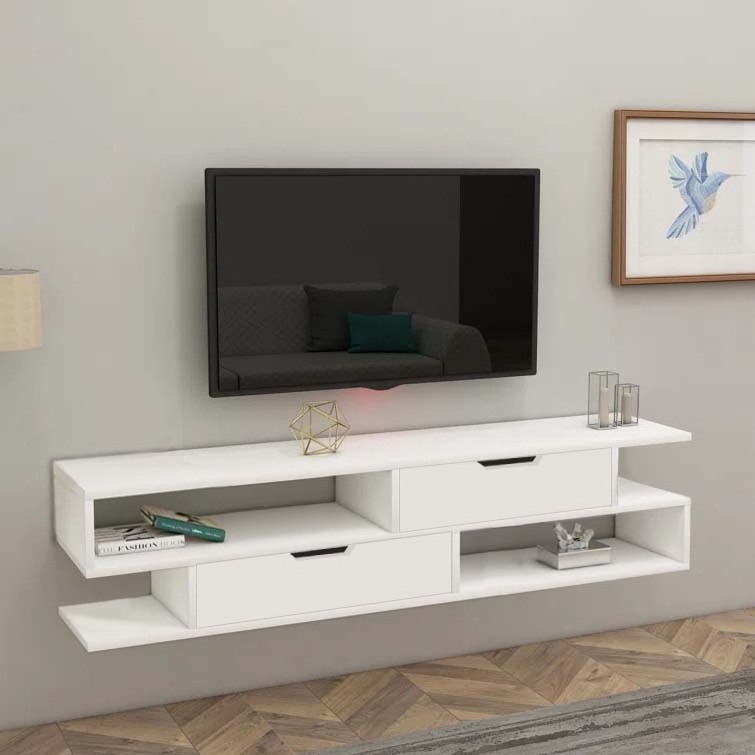 Minimalist Design Modern Style Wall Mounted Floating Wooden TV Stand for TVs up to 55