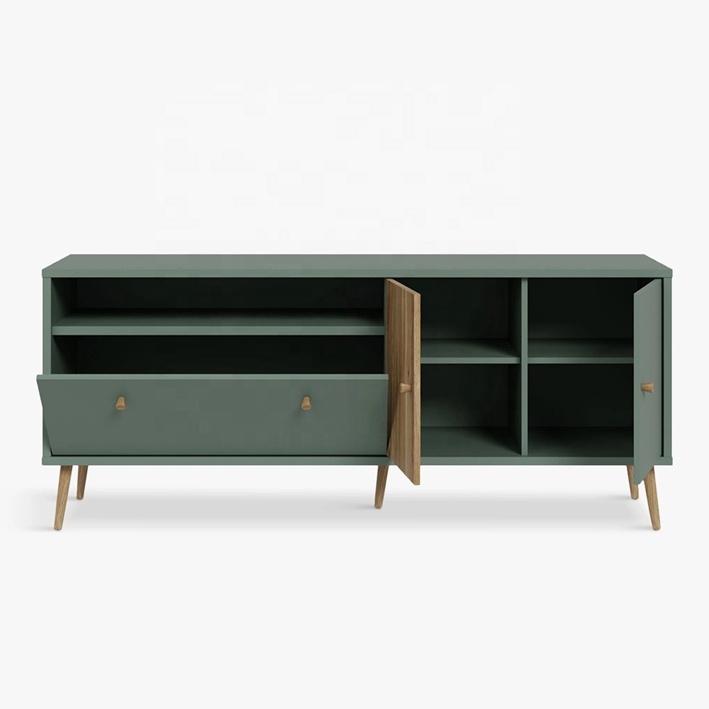 American style tv cabinet 2024 new fashion tv stand storage cabinet wood display green tv stand