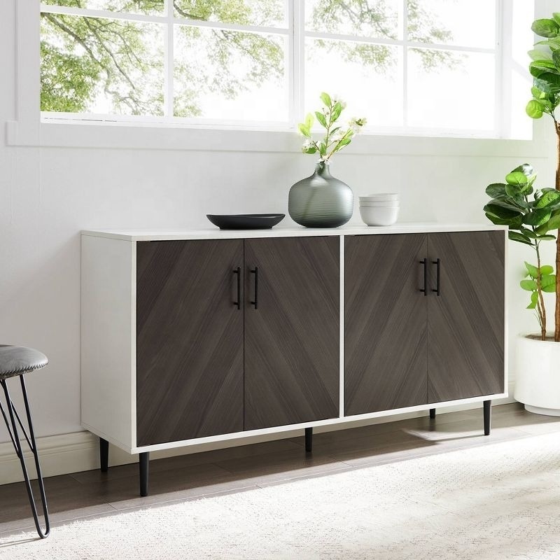 Mesa aparador wholesale accent style grey doors modern room sideboard solid white cabinet storage for living room