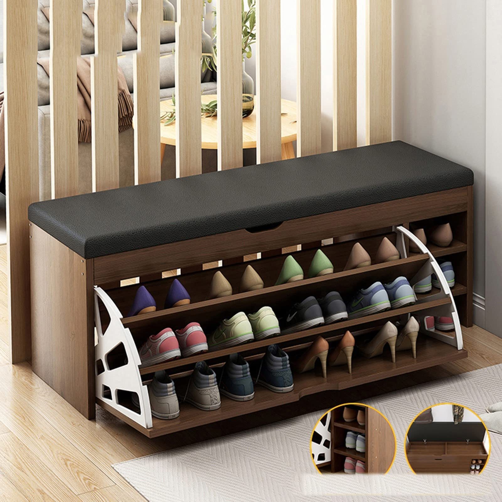 Hot Sale Multi-functional Entryway Furniture Modern Wooden Shoe Rack Cabinet Small Shoe Storage For Living Room