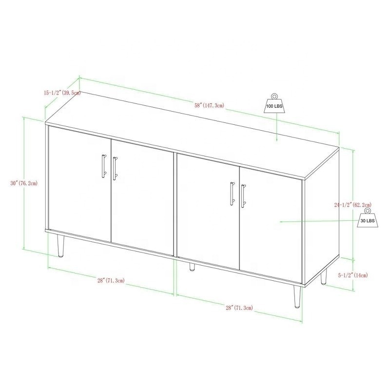 Mesa aparador wholesale accent style grey doors modern room sideboard solid white cabinet storage for living room