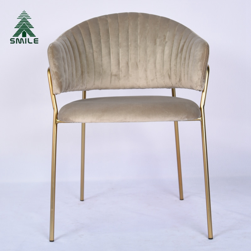 Free sample luxury comfortable furniture hotel modern lounge metal dining chair with armrest