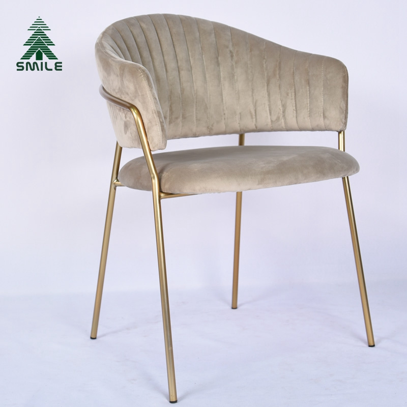 Free sample luxury comfortable furniture hotel modern lounge metal dining chair with armrest