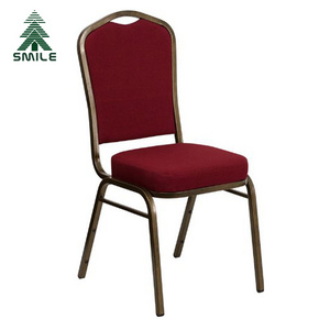 Burgundy Patterned Fabric Crown Back Banquet Stack Chair