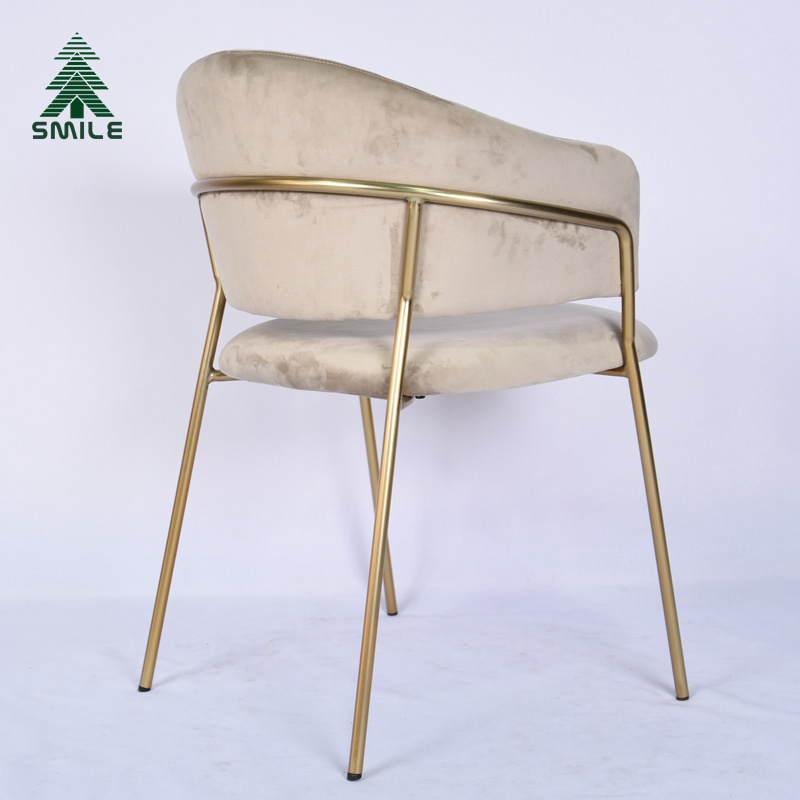 Free sample luxury comfortable furniture hotel modern lounge metal dining chair with armrest