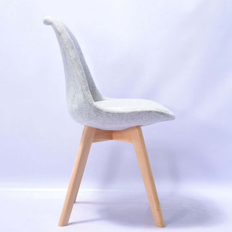 Modern Home Furniture Nordic Style Tulip Cafe Dinner Chair Design Fabric Dining Plastic Chair With Solid Wood Leg Price For Sale