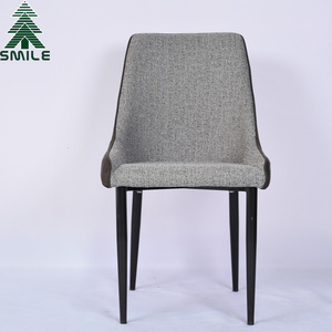 China factory sale dining room furniture fabric liner black metal legs modern dining kitchen chair