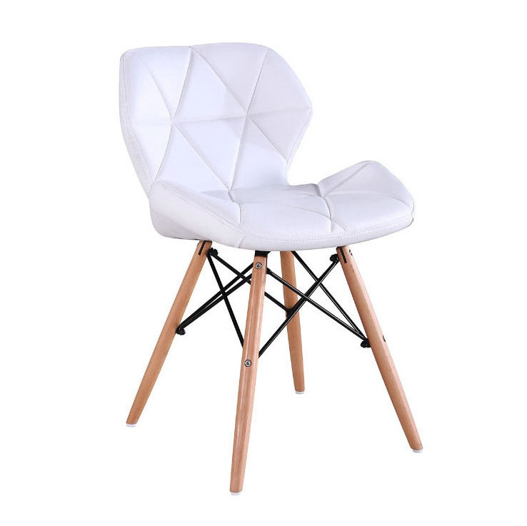 Contemporary Modern European Design High Hardness Leather Wood Legs Dining Chairs