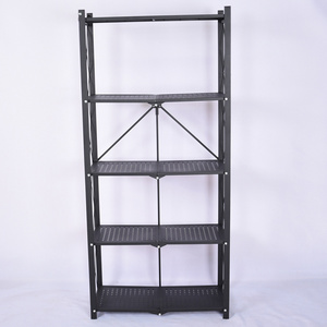 Foldable Household Organizer Light Duty Shelving Units Black Painting Metal Iron Storage Rack for Kitchen