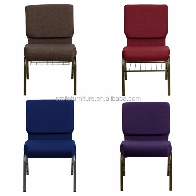 Free Sample Wholesale Cheap Price Wedding Chairs Red Fabric Metal Legs Hall Church Chairs