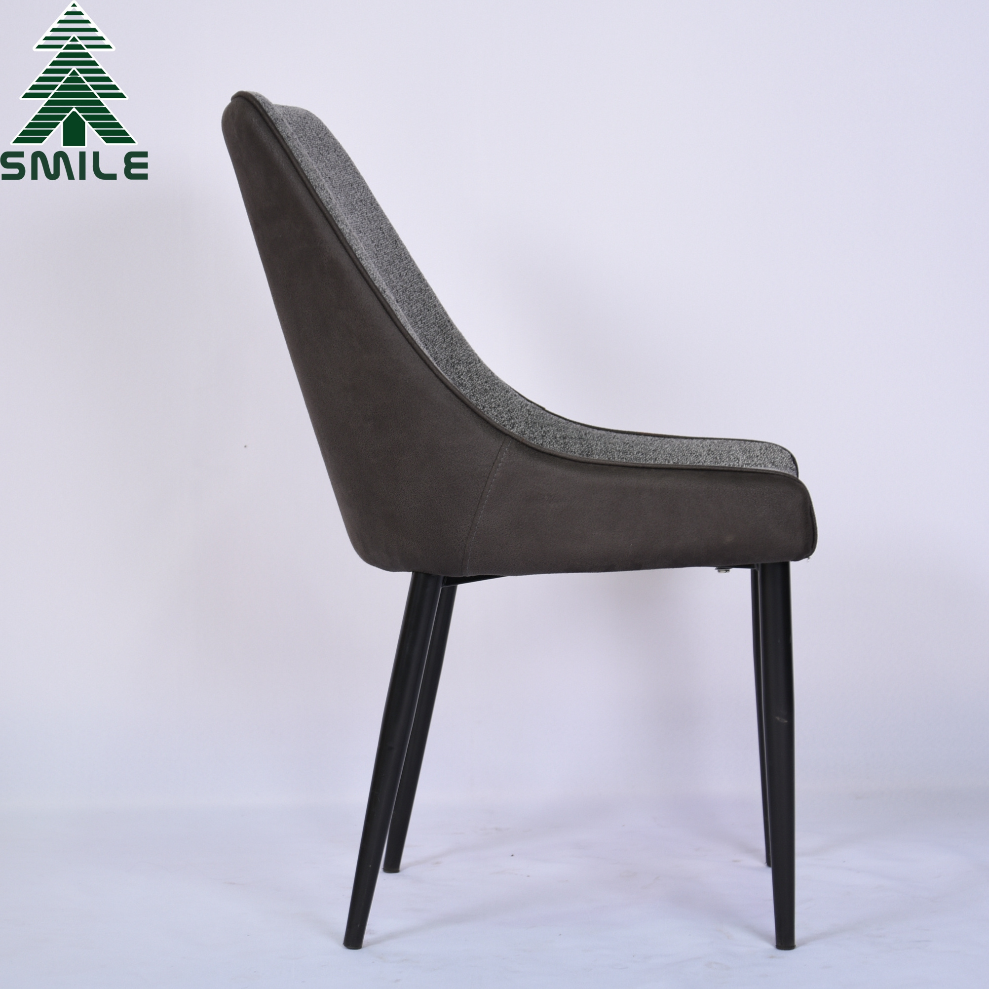 China factory sale dining room furniture fabric liner black metal legs modern dining kitchen chair