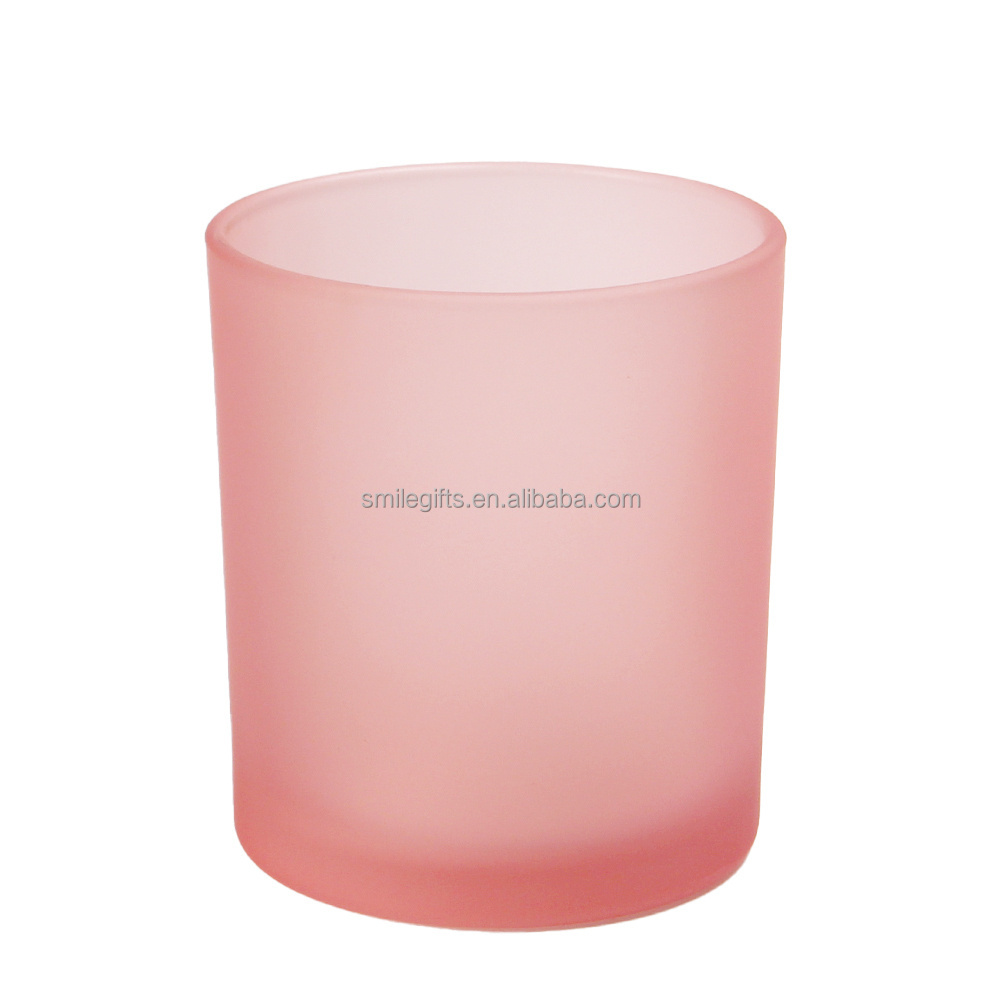 Transparent Pretty Pink Color Luxury Glass Candle Container Candle Vessels Empty Jar for Candle Making