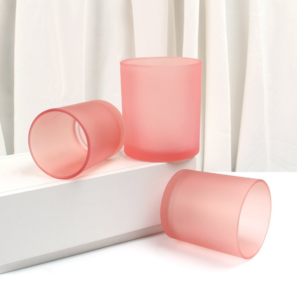 Transparent Pretty Pink Color Luxury Glass Candle Container Candle Vessels Empty Jar for Candle Making