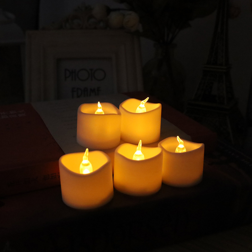 Hot 12PCs Realistic Battery Powered Flameless Candles Candela Del Battery Included LED Tea Light Candles Light Lamp