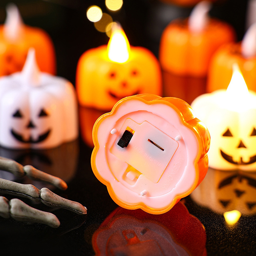 Halloween Decorations LED Black Flameless  Candles Flickering Tea Lights for Fall Holiday Decor