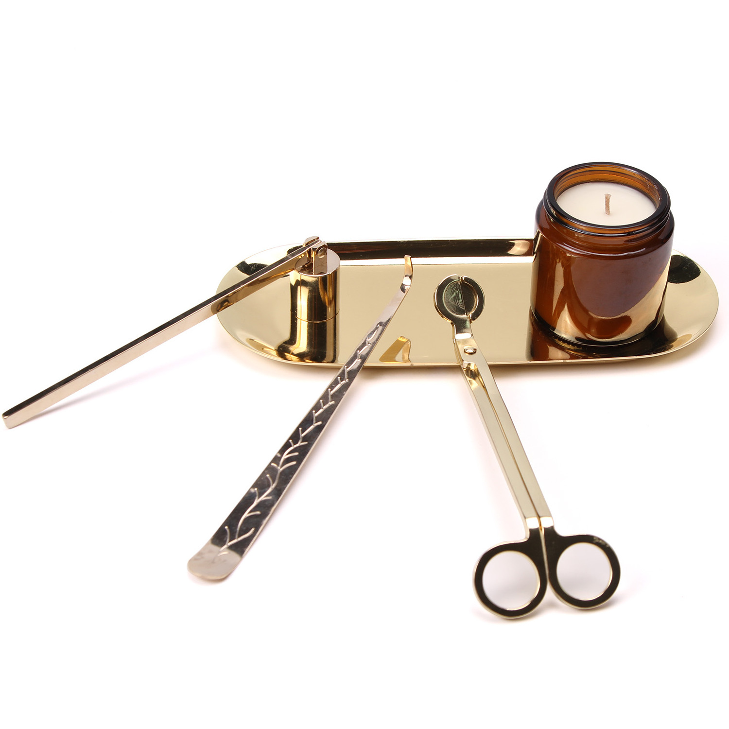 Gold Candle Care Kit Stainless Steel Wick Trimmer Set Candle Lighter Candle Snuffer Wick Dipper