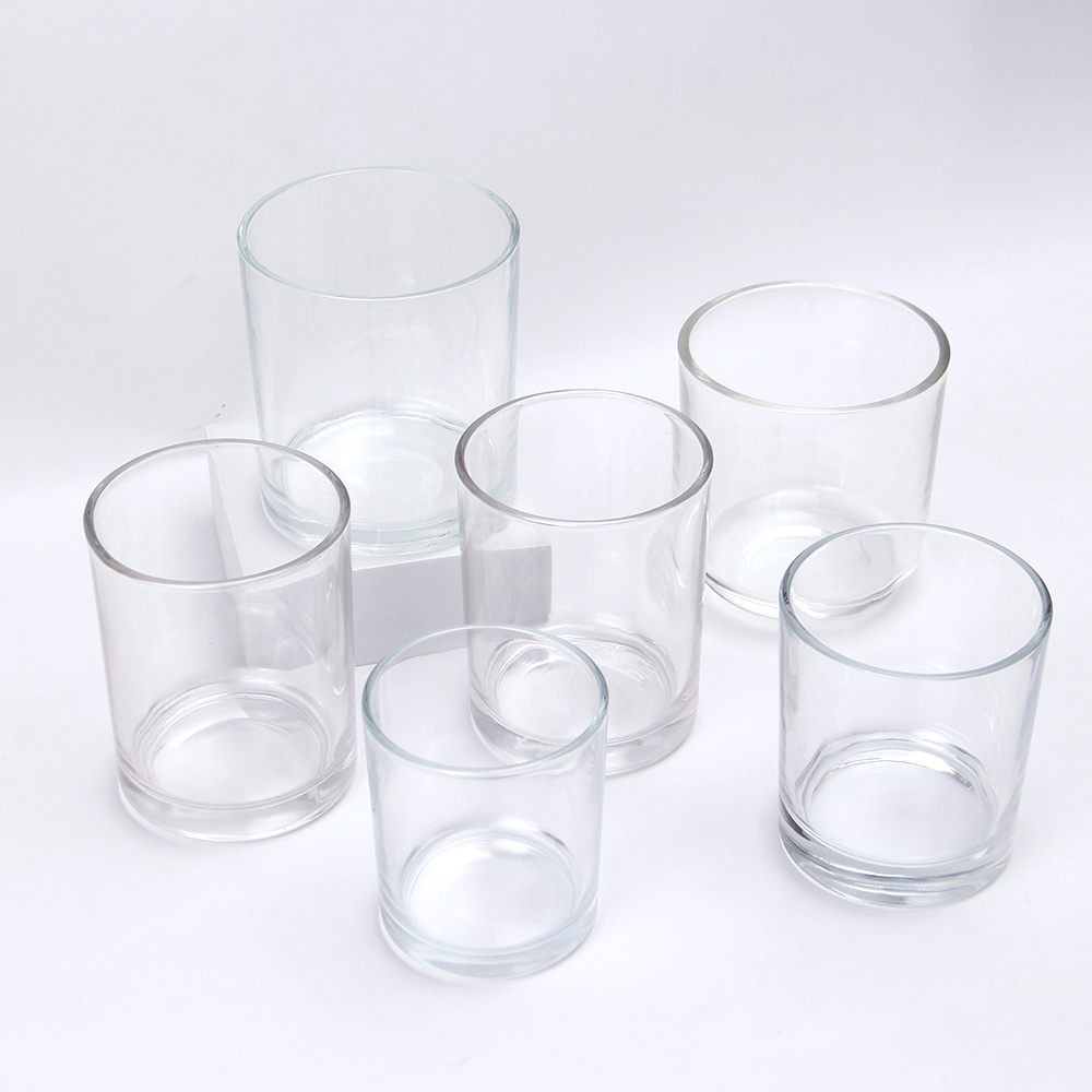 Empty Clear Glass Candle Jars High Borosilicate Glass Candle Holder with Bamboo Wooden Metal Lid