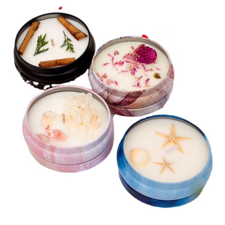 Best Selling Valentine's day luxury soy scented candle manufacturer Portable Tin Candles  Scented Candle Flower in Tin Box