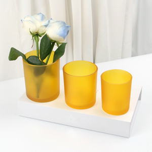 Customized Color Glass Candlestick Cup Nordic Candle Jar In Bulk Glass Candle Stick Holder