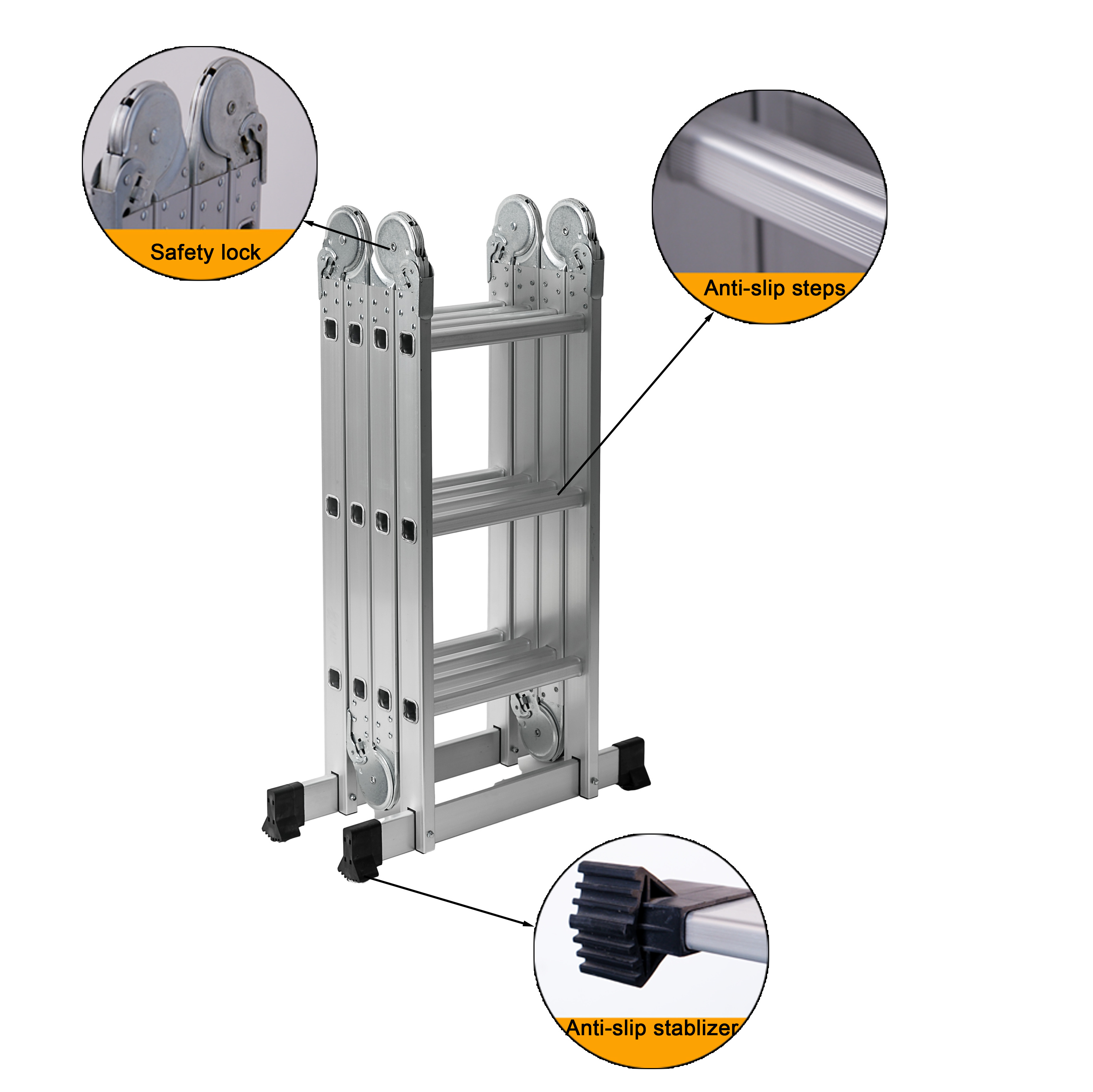 2023 Hot Sell Safety Locking Hinges Lightweight Multi Purpose Folding Aluminium Ladder