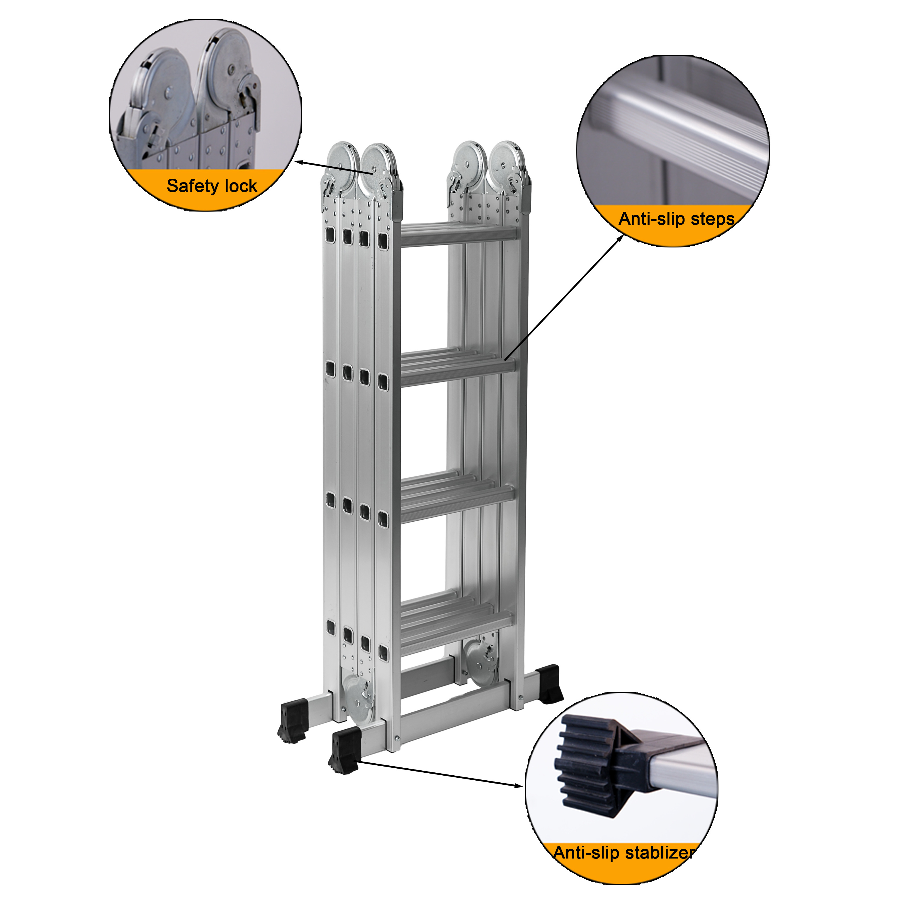 2023  HOT SALE EN131 SGS TUV compact aluminum folding ladder