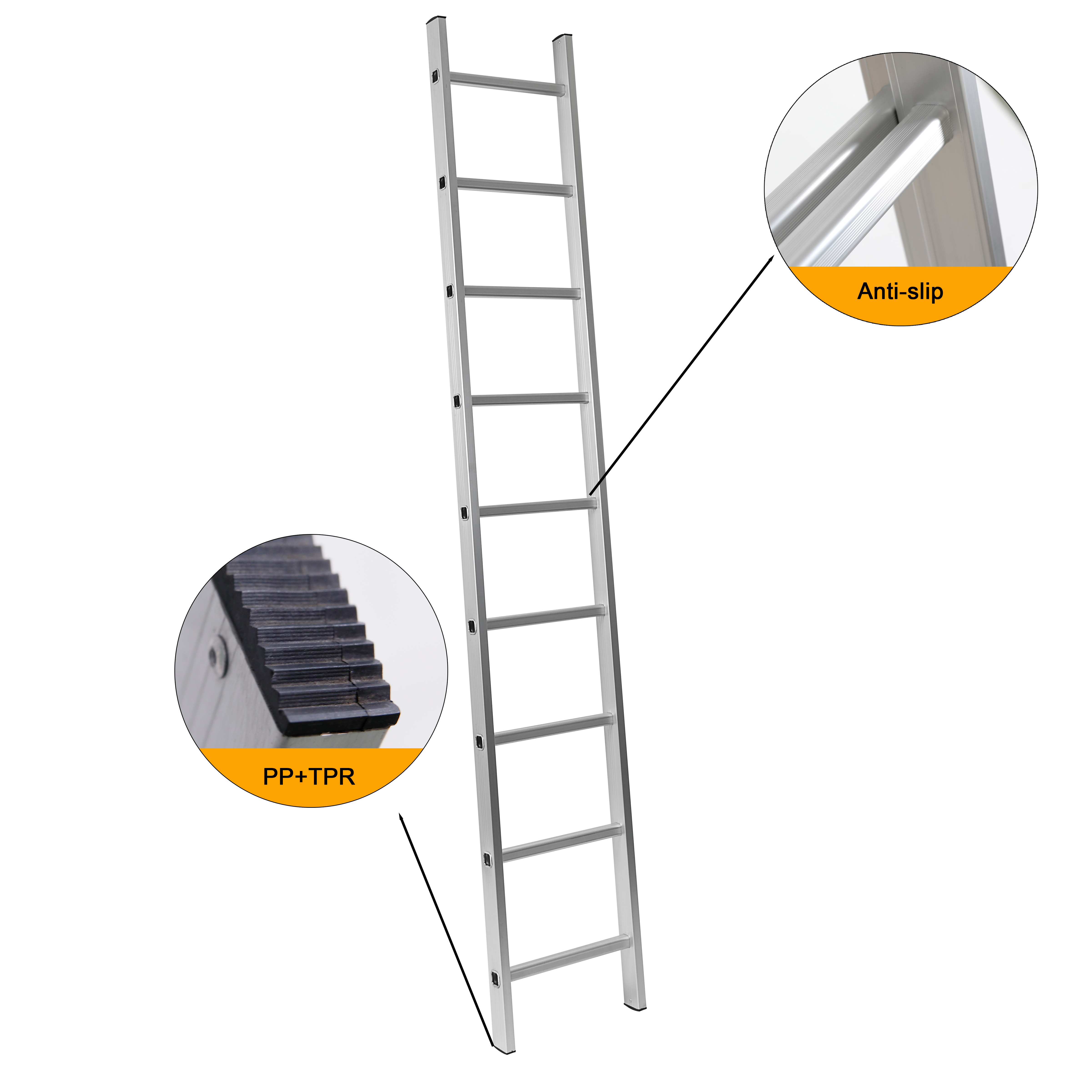 Aluminium single construction ladder lightweight ladder