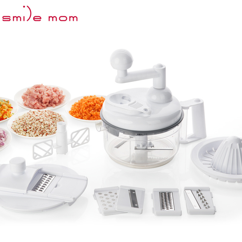 Smile mom 4 in 1 Multi Food Processor Mixing & Separator Egg - Salad Spinner - Manual Vegetable Chopper