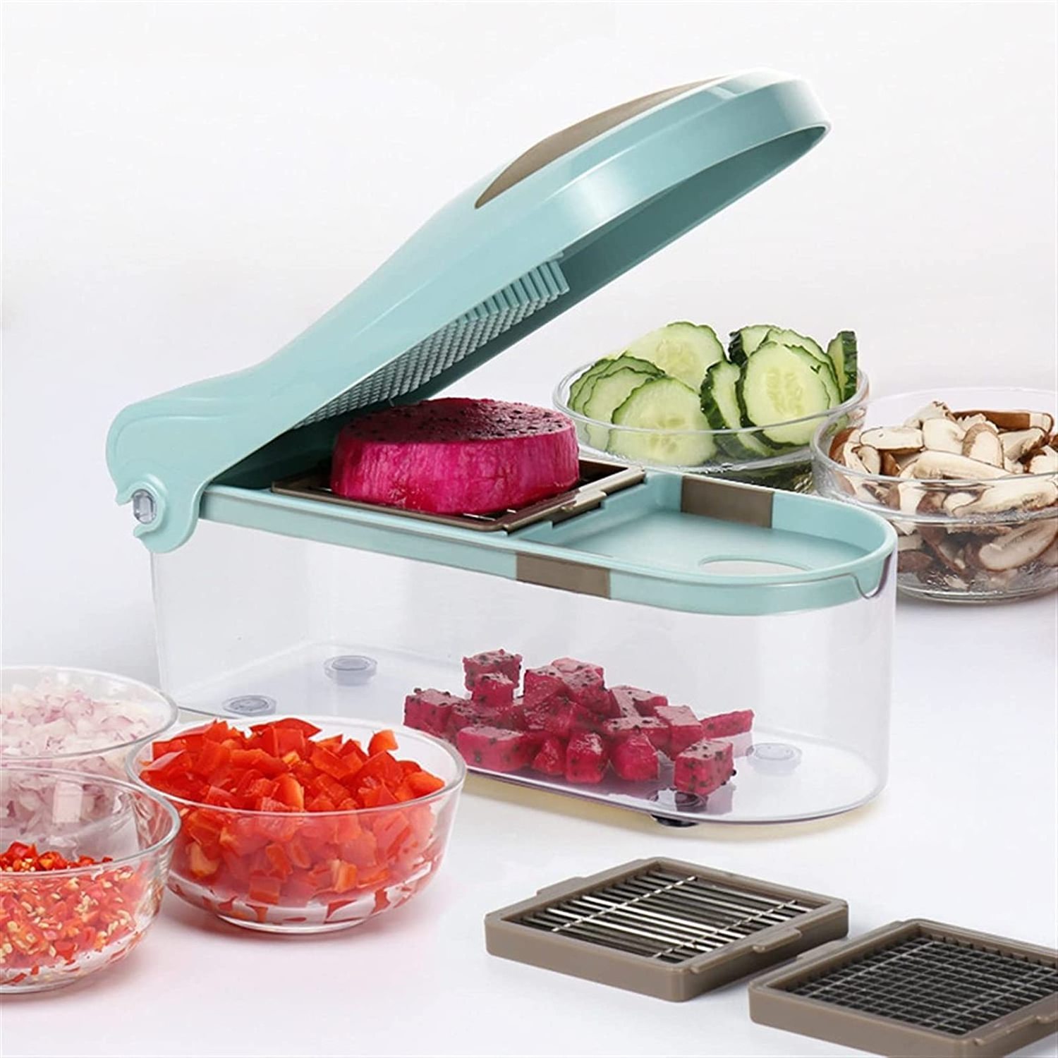 Smile Mom Multifunction Hand Manual Food Onion Carrot Chopper Vegetable Slicer Vegetable Dicer With Container