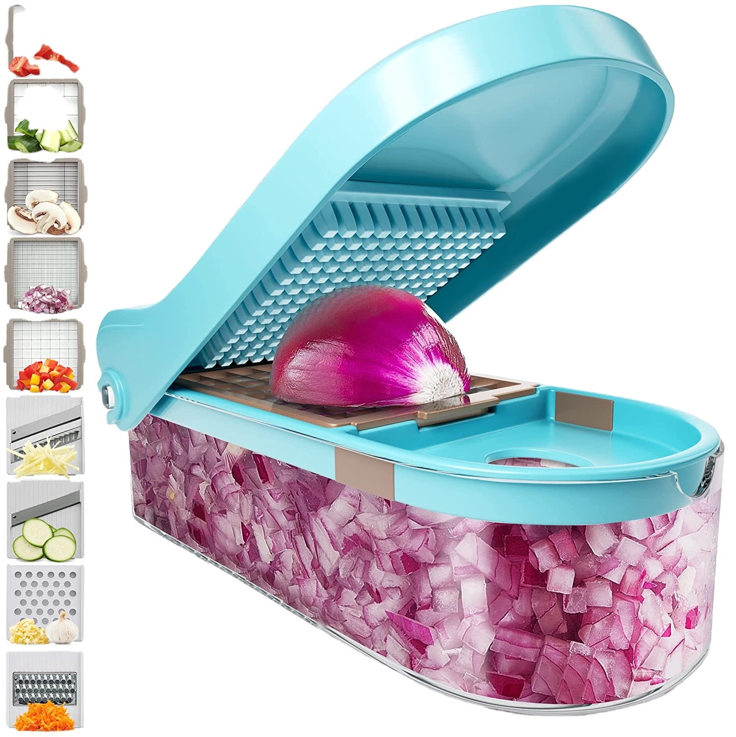 Smile Mom Multifunction Hand Manual Food Onion Carrot Chopper Vegetable Slicer Vegetable Dicer With Container