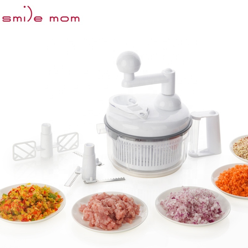 Smile mom 4 in 1 Multi Food Processor 1.15L Mix & Separator Egg - Vegetable Dryer - Quick Hand Chopper Through Rotating Handle