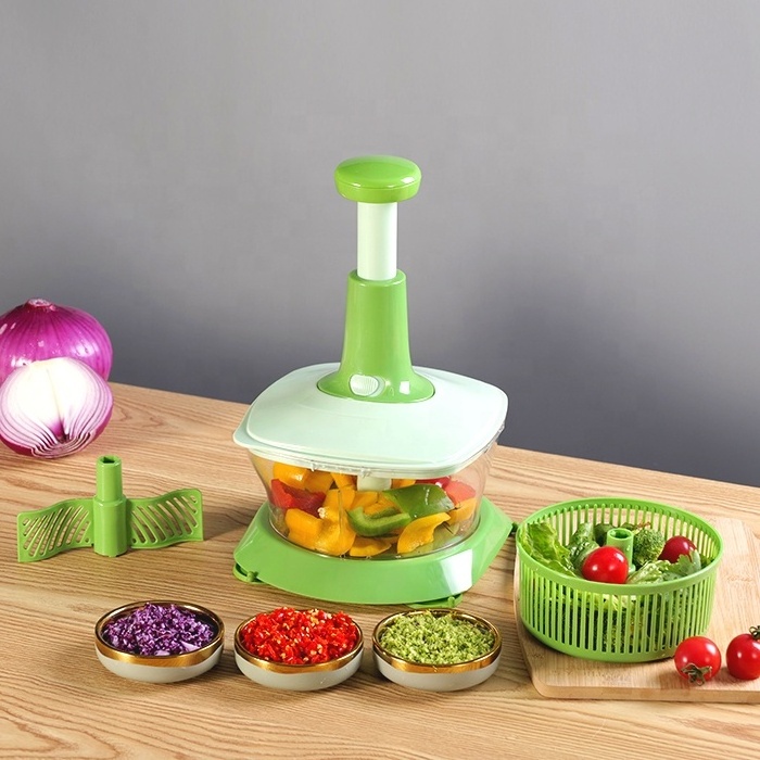 10 in 1 Multi 1.15L Food Processor - Kitchen Accessories - Vegetable Slicer Grater - Salad Spinner - Manual Food Chopper