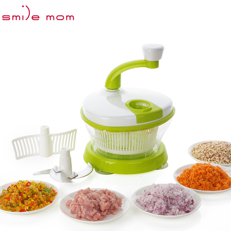 Smile mom 4 in 1 Food Processor Mixing & Separator Egg Vegetable Dryer Swift Food Chopper Through Rotating Handle