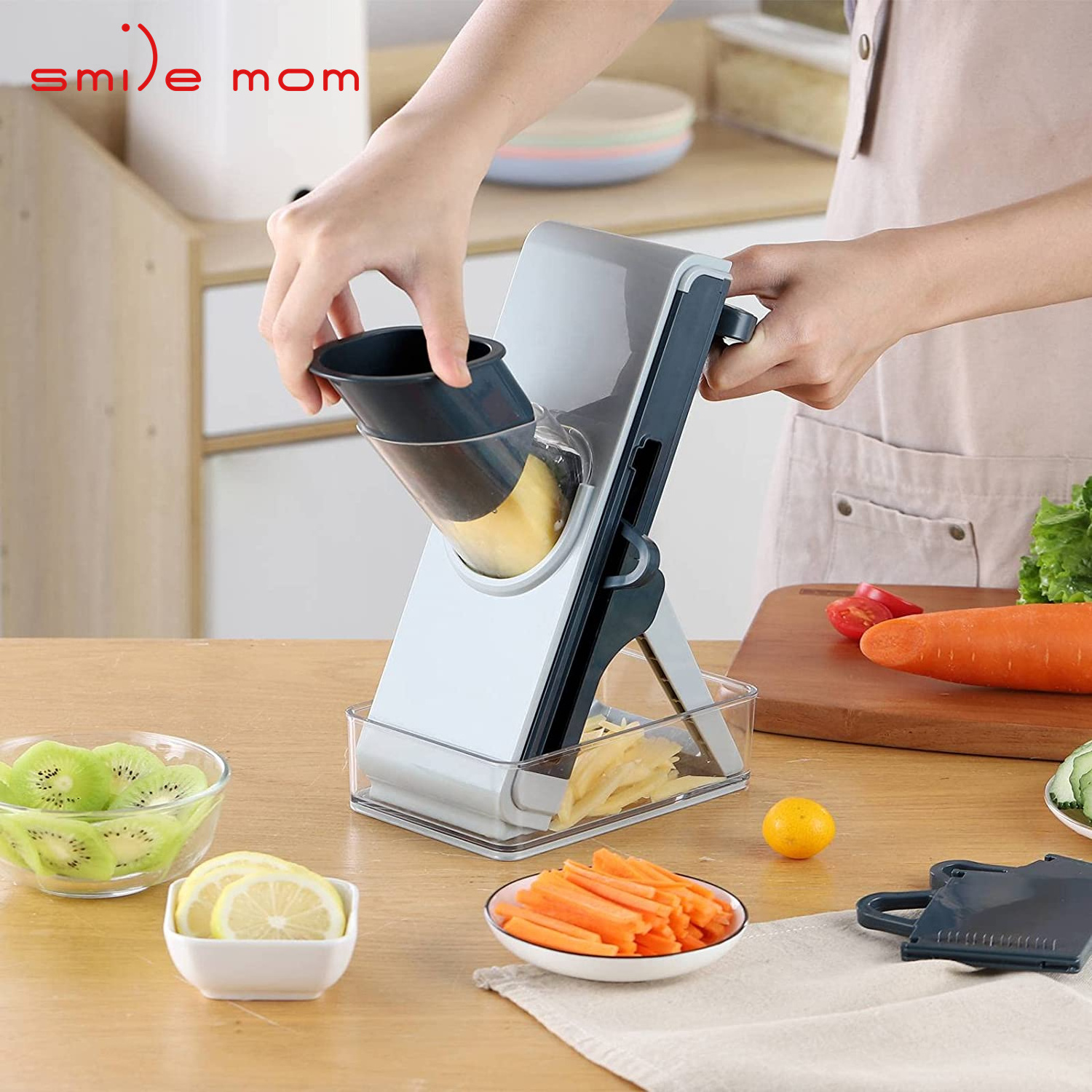 Multi function mandoline slicer vegetable slicer with storage box