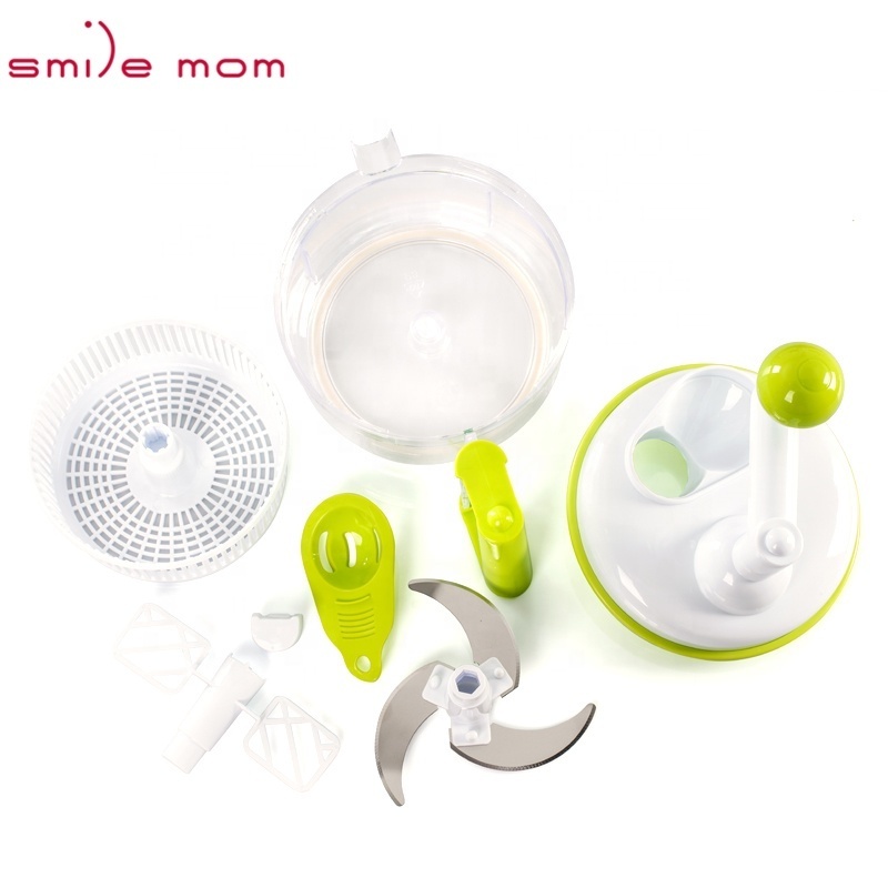 Smile mom 4 in 1 Multi Food Processor 1.15L Mix & Separator Egg - Vegetable Dryer - Quick Hand Chopper Through Rotating Handle