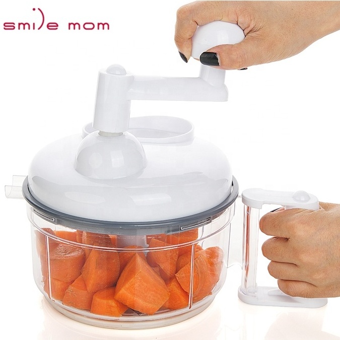 Smile mom 4 in 1 Multi Food Processor 1.15L Mix & Separator Egg - Vegetable Dryer - Quick Hand Chopper Through Rotating Handle