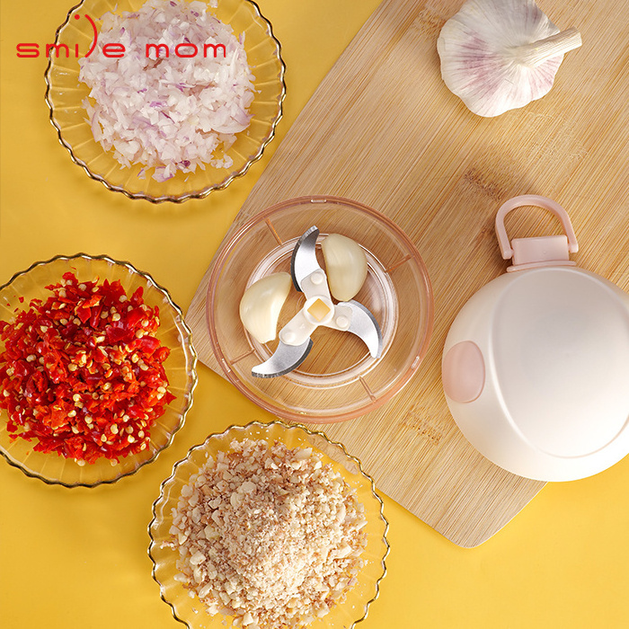 Smile Mom Mini Hand Manual 3 Blades Vegetable Garlic Pepper Onion Chopper Handheld Speedy Pull Cord Chopper