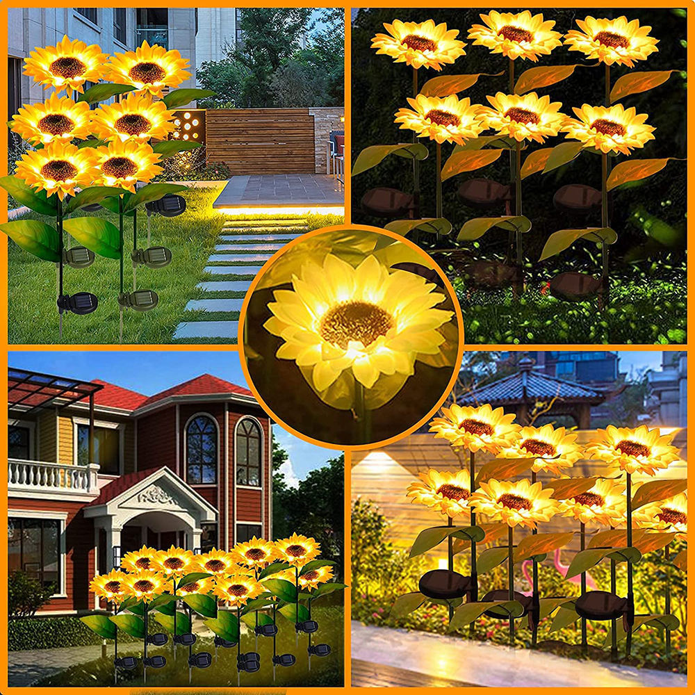 Modern Sunflower flower lamp solar powered outdoor garden landscape ground lamp for walkway garden lawn