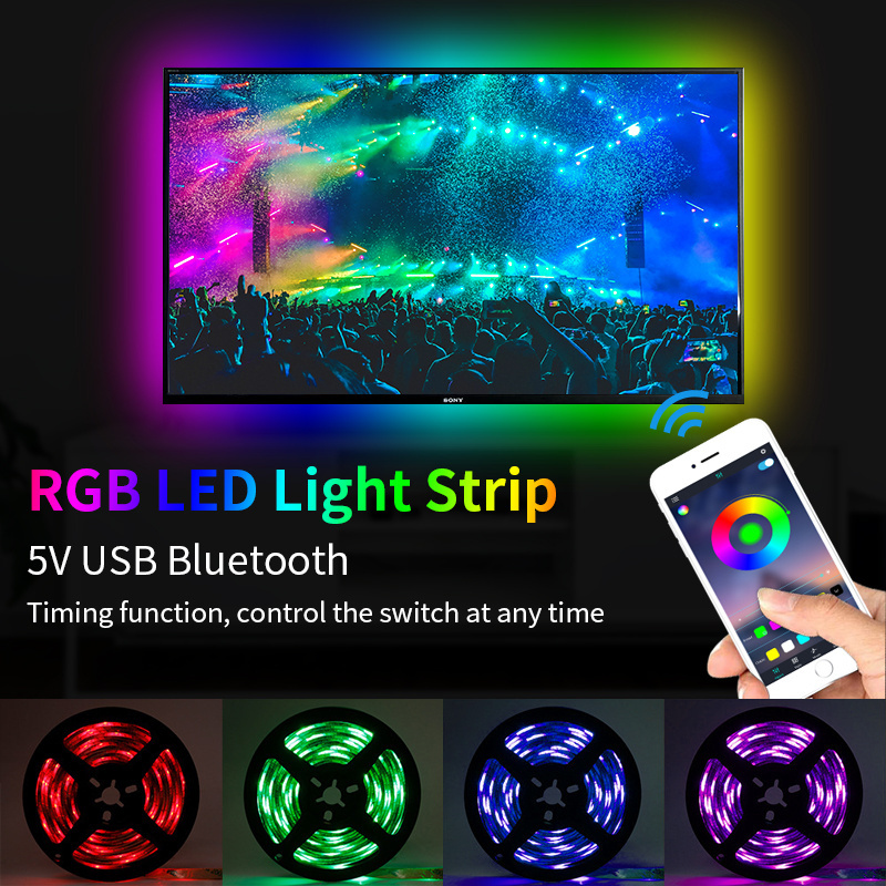 APP LED Strip Light RGB 5050 SMD Flexible Ribbon Waterproof RGB LED Light USB 5V APP Control