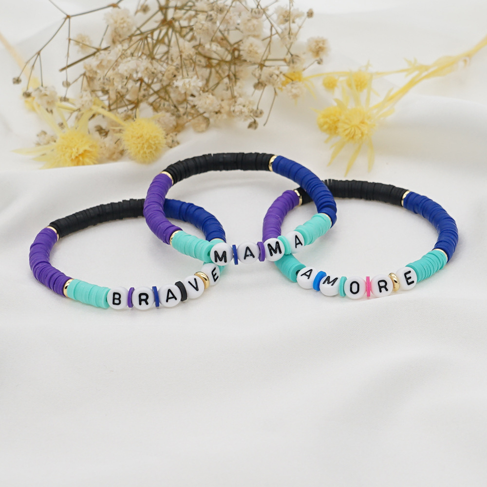 2023 Hot Sales Mama Letter Bracelet Simple Soft Clay Beads bracelet Polymer Clay Bracelet