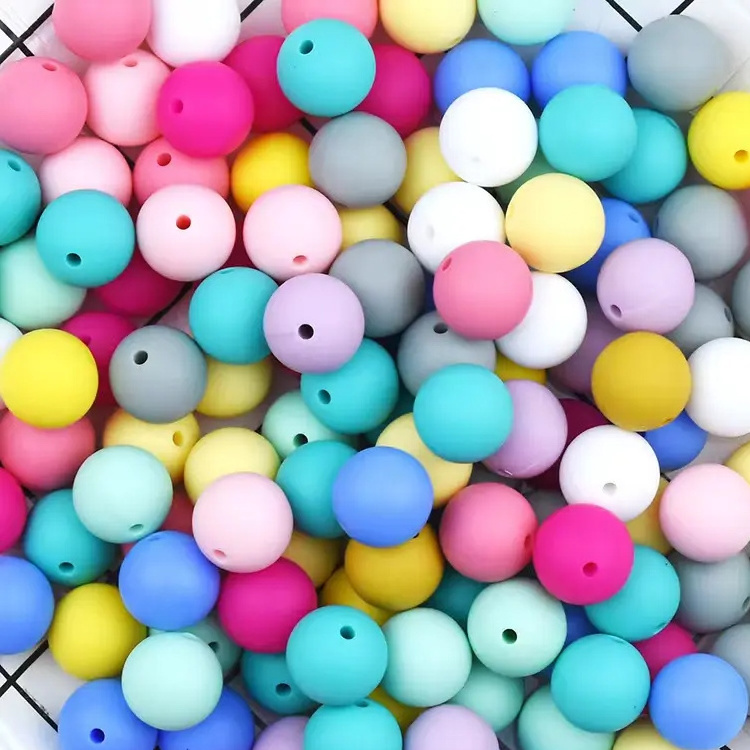 Factory Price Food Grade Custom 12mm 15mm Silicone Baby Teething Beads Silicon Beads For Pen Making