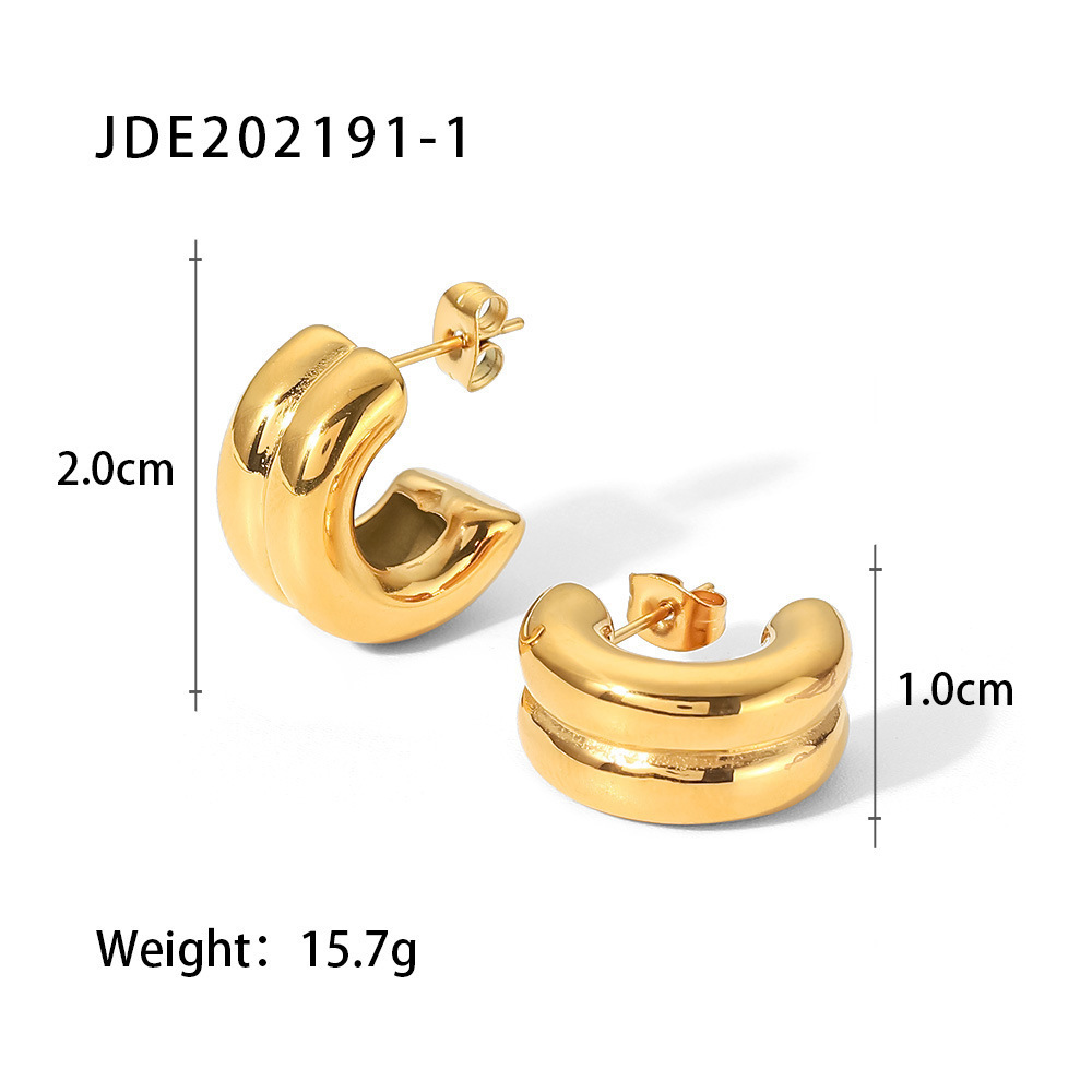 Two-color Gold and Silver Stainless Steel Stud Earrings 16K Gold Plated Titanium Steel Earrings for Women