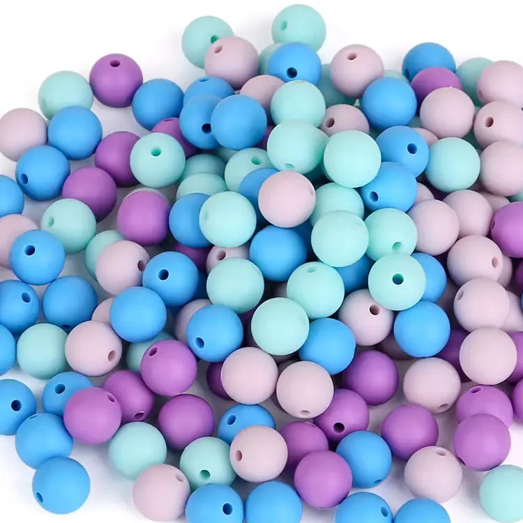 Factory Price Food Grade Custom 12mm 15mm Silicone Baby Teething Beads Silicon Beads For Pen Making