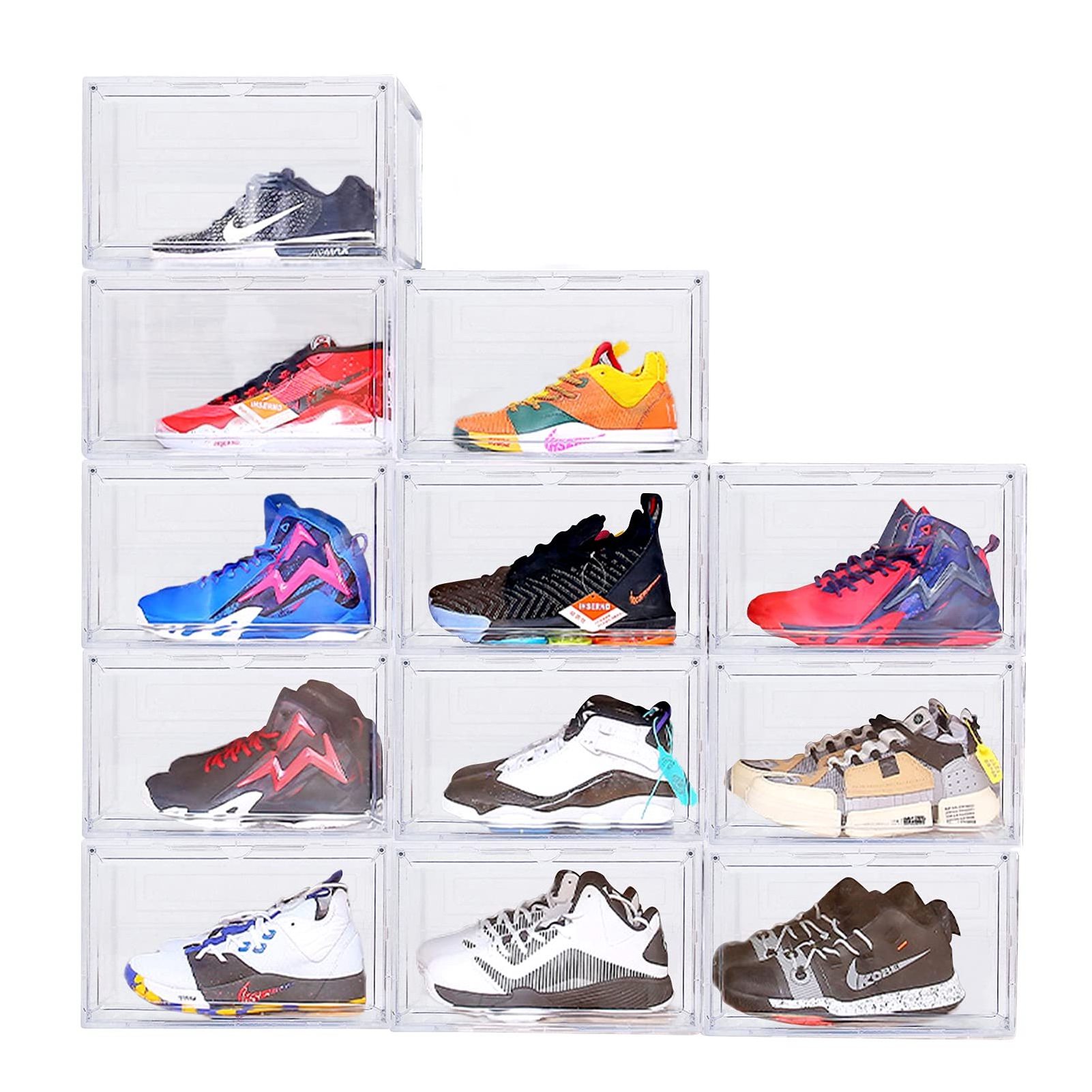 New Fashion Shoe Display Case Plastic Acrylic Shoe Box Storage Magnets Sneaker Crates Transparent Shoe Boxes