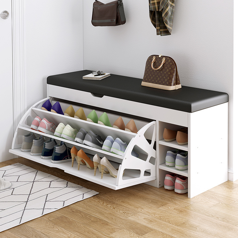 Living Room Entryway Furniture Modern Designs 3 Tier Shoe Organizer Cabinet Wooden Pull Out Shoe Rack Storage Bench for Home