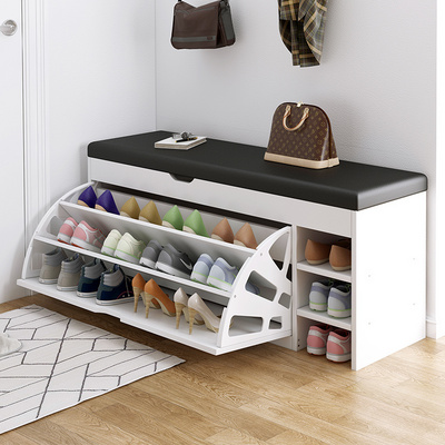 Modern Living Room Furniture Wooden Storage Bench Organiser Sitable Rotating Shoe Rack White Shoe Rack Cabinet with Seat