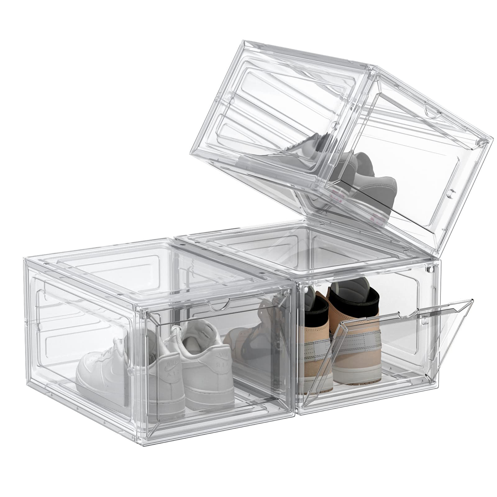 Wholesale Price Acrylic Shoe Storage Box Shoebox Storage Box Stackable Plastic Collapsible Shoe Rack