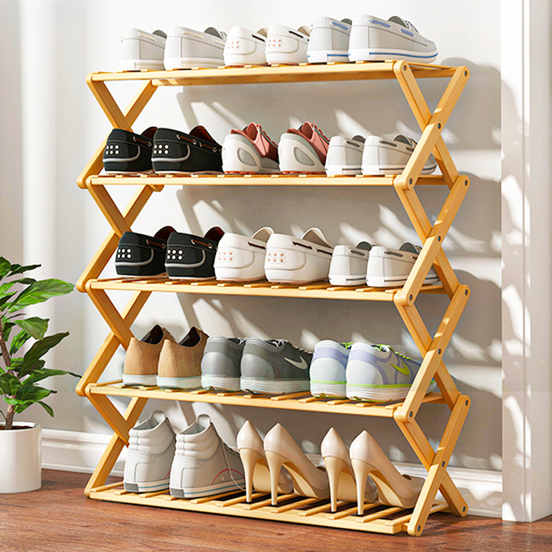 SmileSpace Wholesale Bamboo Foldable Shoe Rack Shoes Rack for Entryways Shoe Organizer for Livingroom